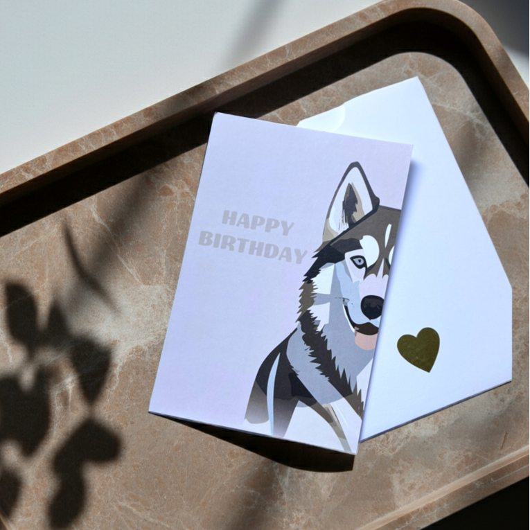 גלוית Happy Birthday - האסקי
