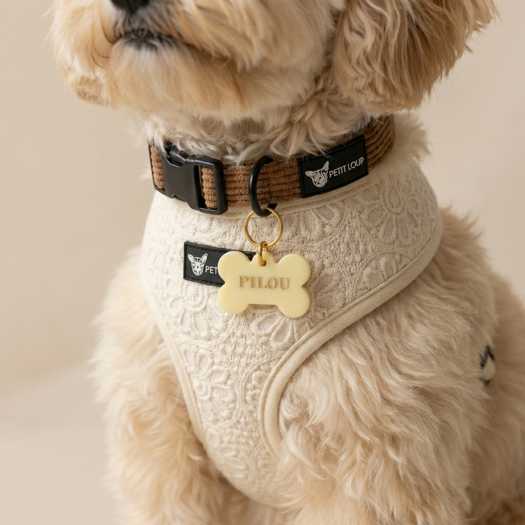 dog harness name tag and collar