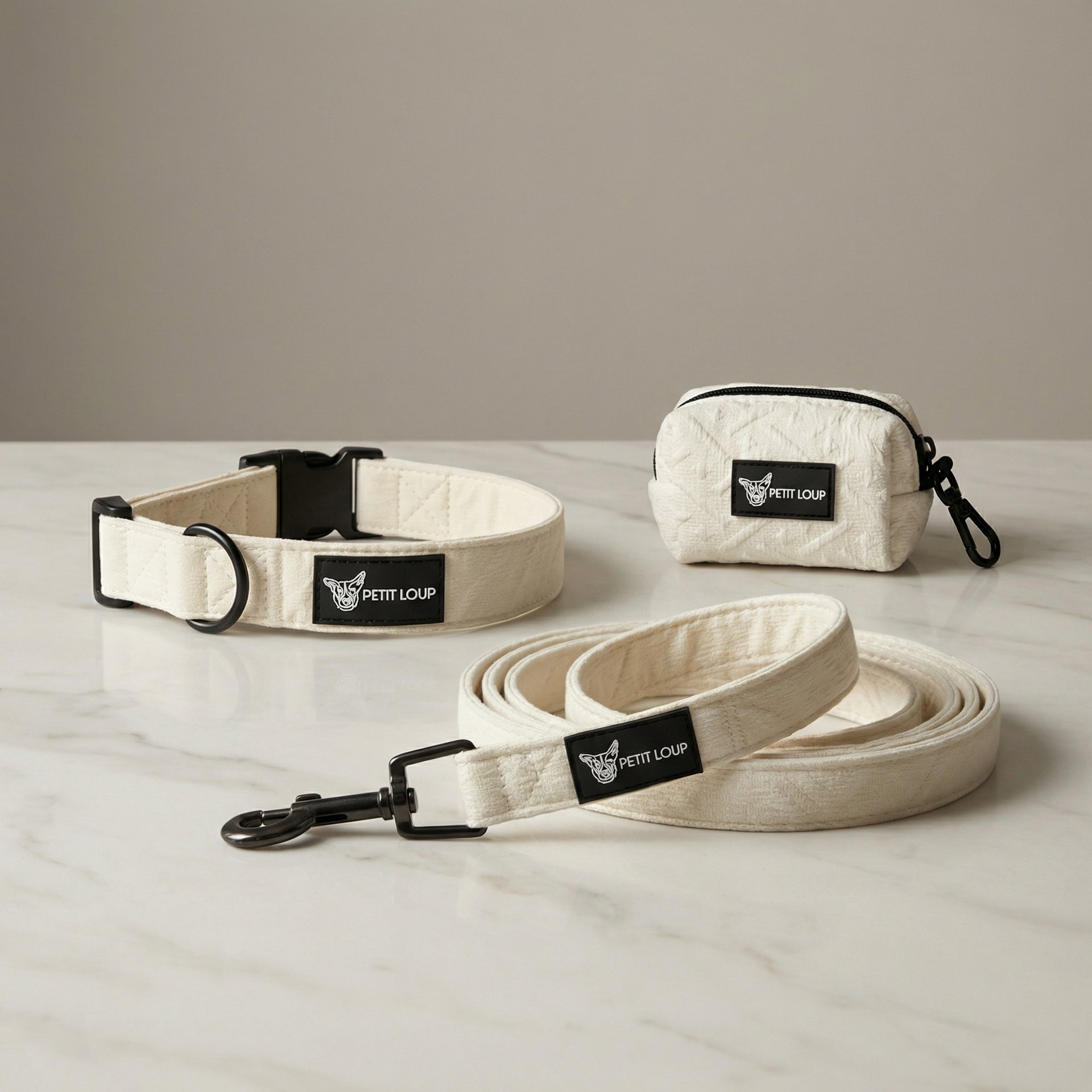 סט לכלב - מונקו - קולר רצועה ופאוץ׳